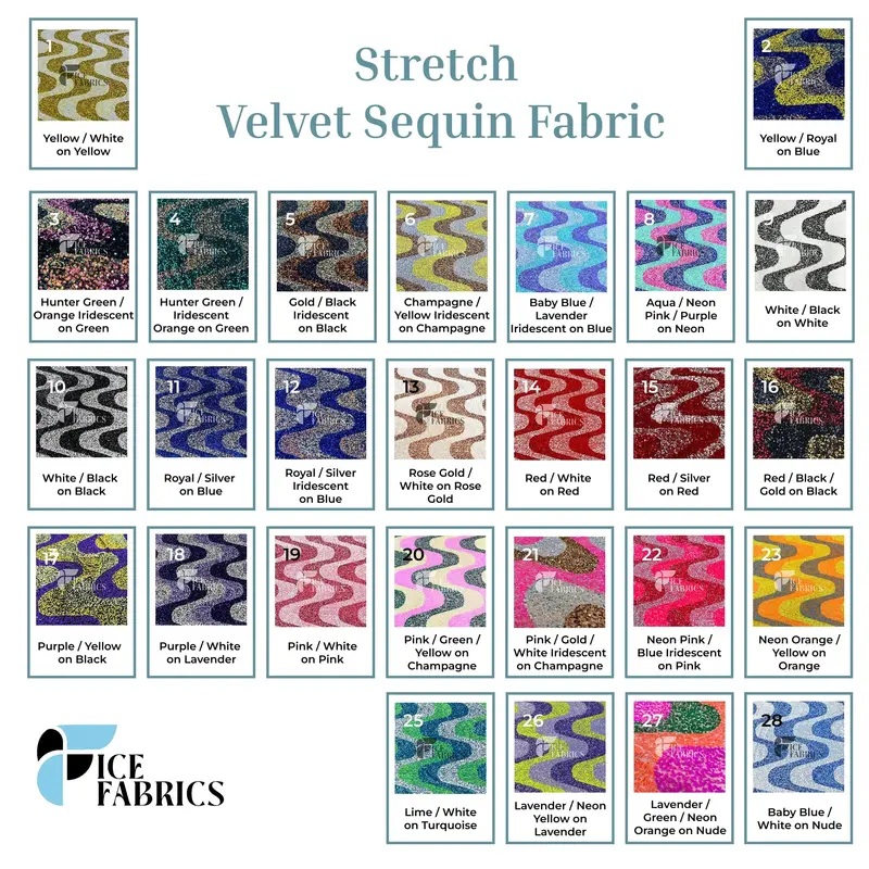 Wavy Sequin Stretch Velvet – Textured Metallic Drapery Fabric 1