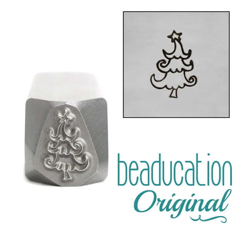 Whimsical Holiday Tree Metal Design Stamp – 10.2Mm Beaducation Original 1