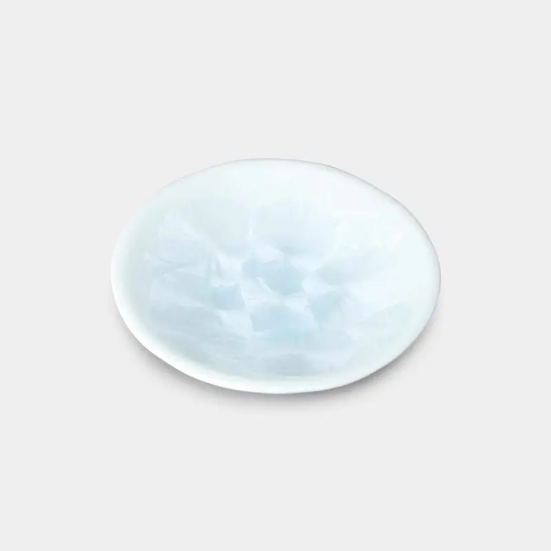 White Flower Crystal Small Dish – Minimalist Ceramic Plate, Touan × Kyoto Kiyomizu 1