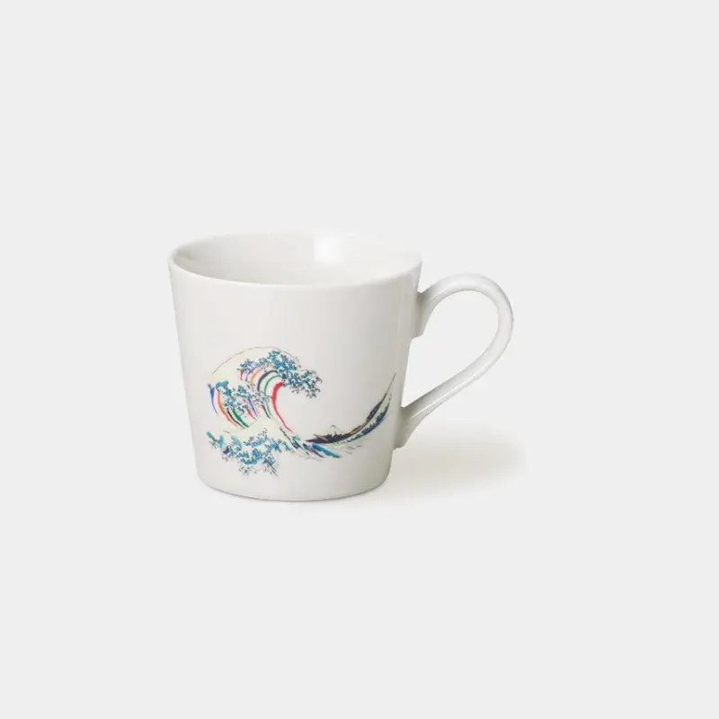 White Hokusai-Themed Ceramic Mug – Premium Mino Ware From Marumo Takagi 1