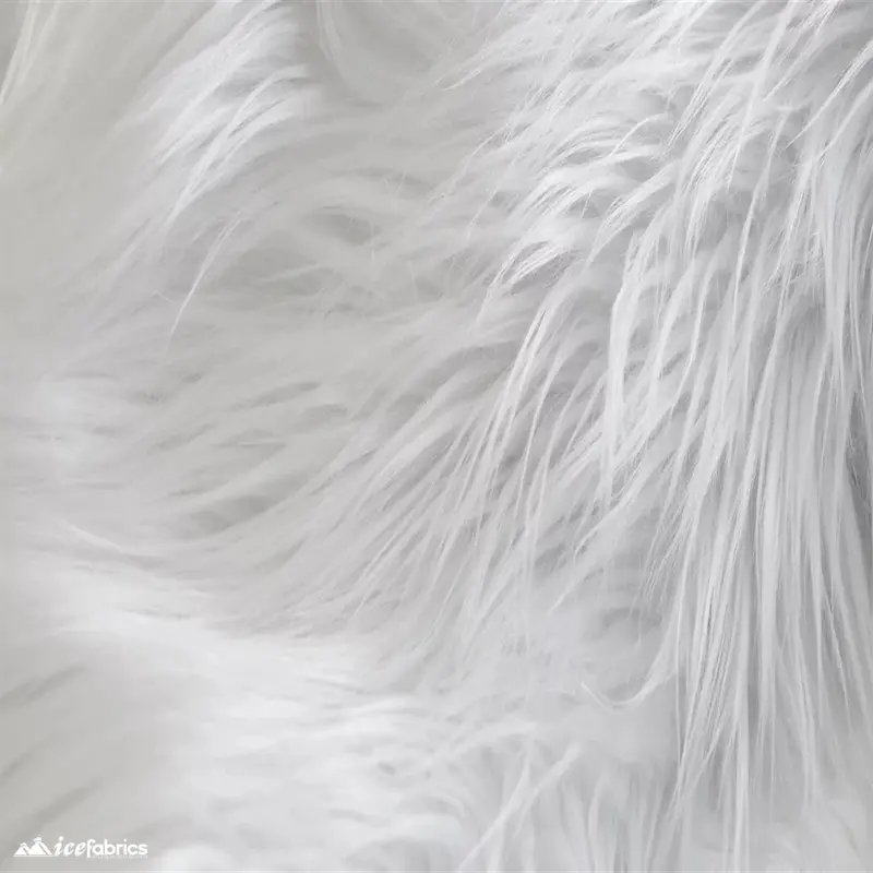 White Mohair-Textured Faux Fur Fabric – Alpine Luxe Collection 1