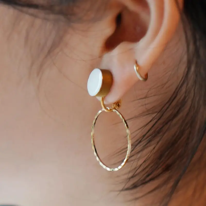 White Porcelain Gold-Plated Earrings | Imari-Arita Ceramic Jewelry | 6.Kiln Studio 1