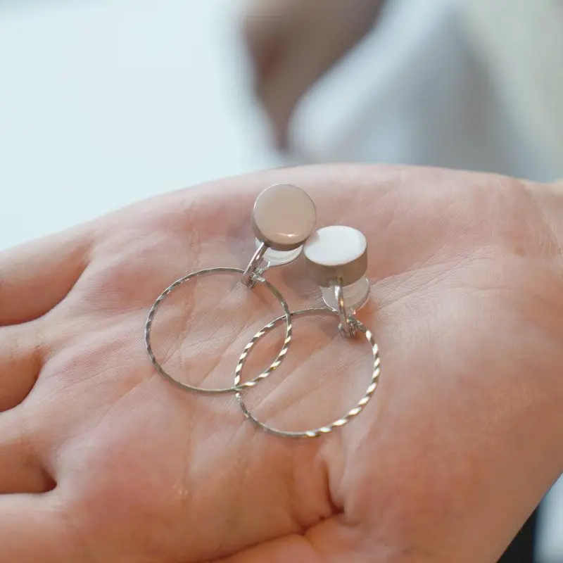 White Porcelain Silver-Tone Earrings | Handcrafted Imari-Arita Ceramics | 6.Kiln 1