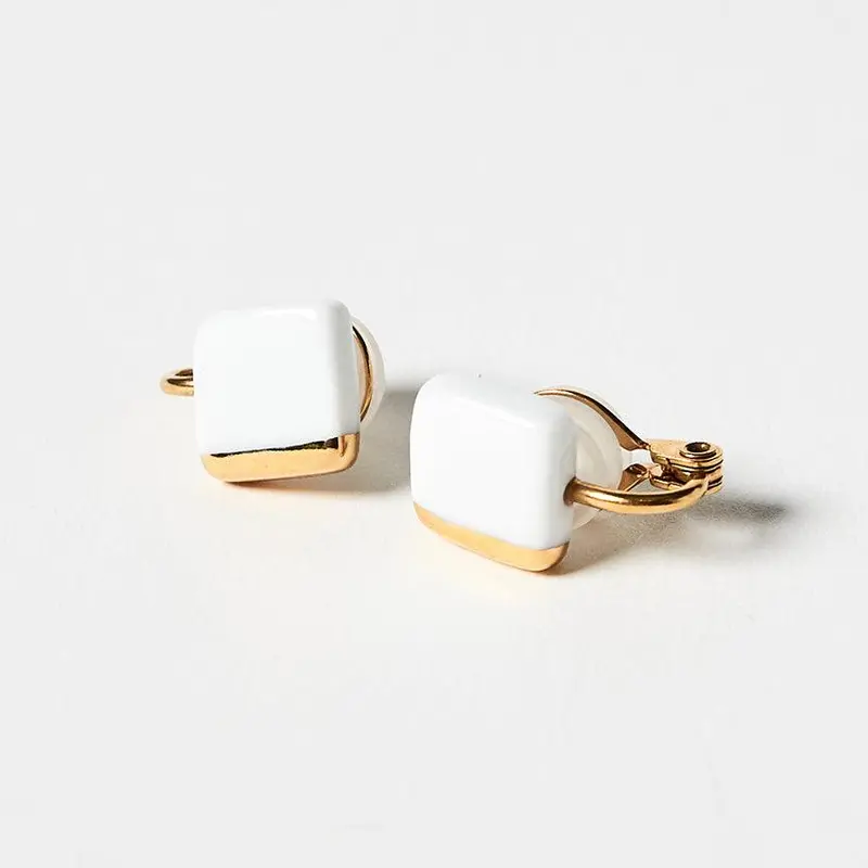White Porcelain Stud Earrings – Handcrafted Imari-Arita Ware By 6.Kiln 1