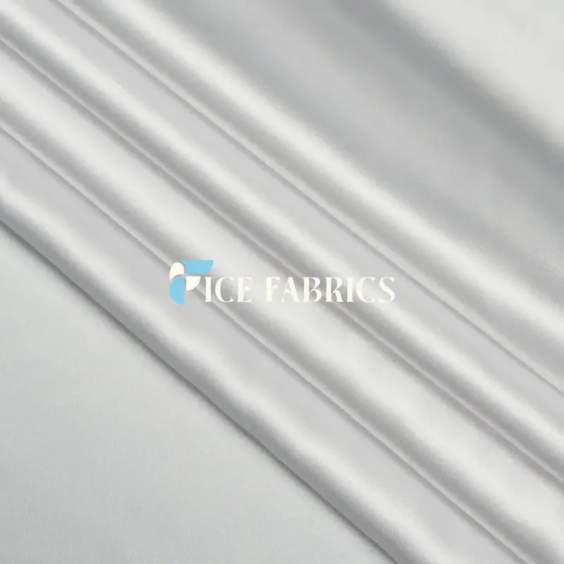 White Stretch Silk Satin Fabric 1