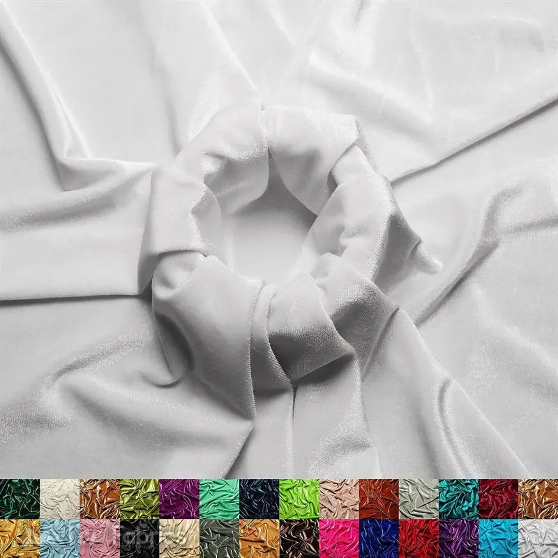 White Stretch Velvet Upholstery Fabric – Clean Aesthetic, Smooth Pile, Easy To Style 1