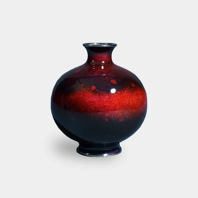Wireless Tamagata Yō (Red) Universe Vase – 4.5″ Single-Wheel Design | Owari Cloisonné 1