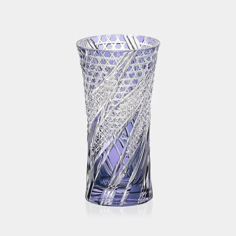 Wisteria Flower Vase | Botanical Motif Crystal Edo Kiriko 1