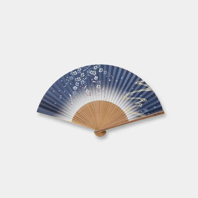Women’S Night Cherry Blossom Paper Fan – Traditional Kyoto Folding Fan 1