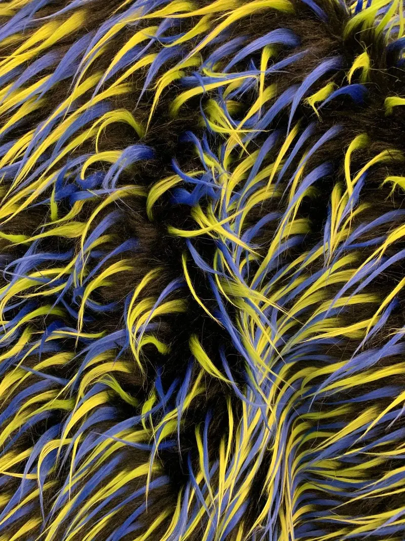Yellow And Black Two-Tone Faux Fur Fashion Fabric – By The Yard 1