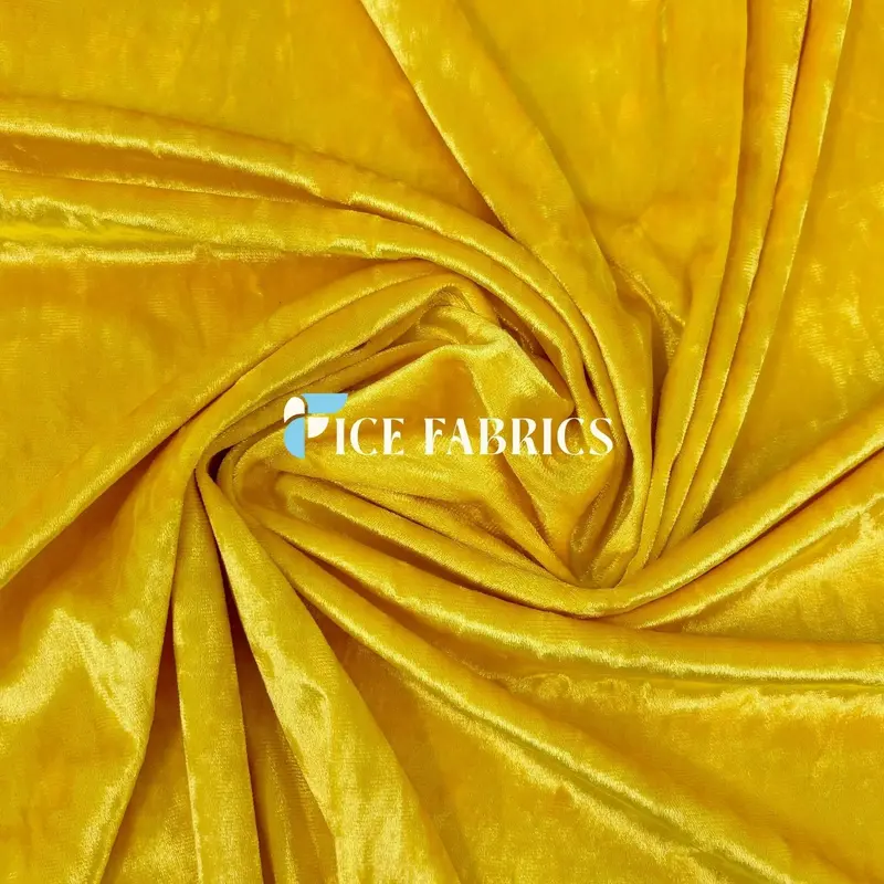Yellow Crushed Stretch Velvet Fabric For Furniture | Velvetcrush 1