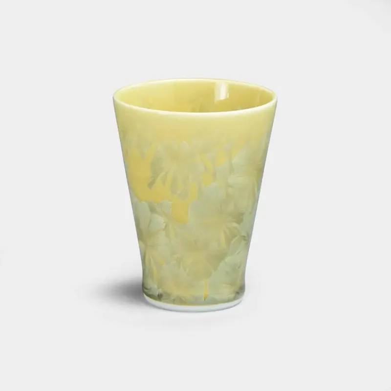 Yellow Flower Crystal Small Mug – Traditional Kyoto Kiyomizu Ceramic Cup By Touan 1