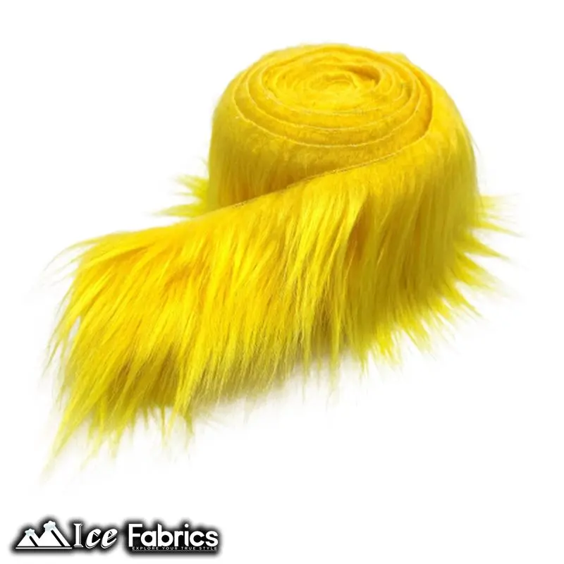 Yellow Pre-Cut Shaggy Mohair Ribbon – Sunny Faux Fur Fabric Roll 1
