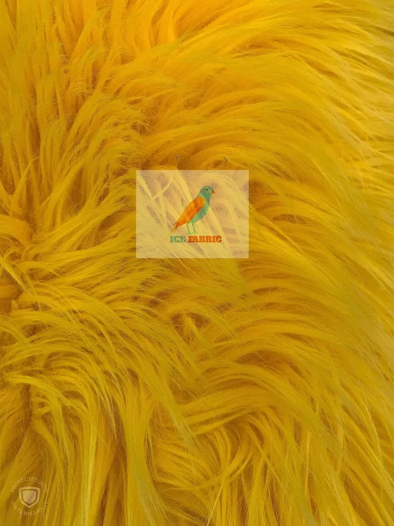 Yellow Solid Long-Pile Mongolian Faux Fur Fabric – Yardage For Coats, Blankets & Home Decor 1