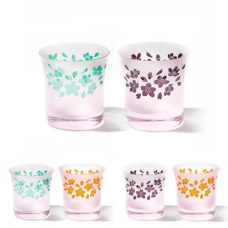Yume Glass Sakura Old-Fashioned Glass Pair – Hand-Cut Whiskey Tumblers | Tableau 1