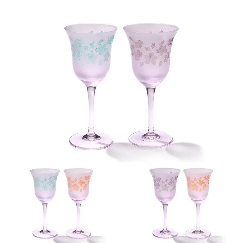 Yume Glass Sakura Wine Glass Pair – Japanese Cherry Blossom Design | Tableau 1