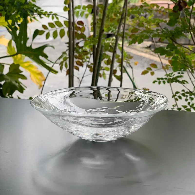 Yuragi Large Ripple Glass Bowl – Organic Wave-Inspired Utsuwa 1