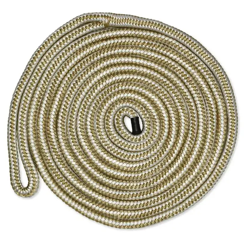 1/2-Inch Diameter × 15-Foot Double-Braided Dock Line – White/Grey 1