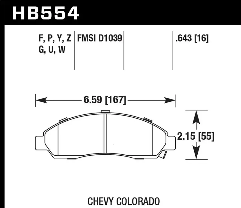 Hawk Performance Hb554P.643 Superduty Front Brake Pads – High-Performance Ceramic Compound, 0.643" Thickness 1