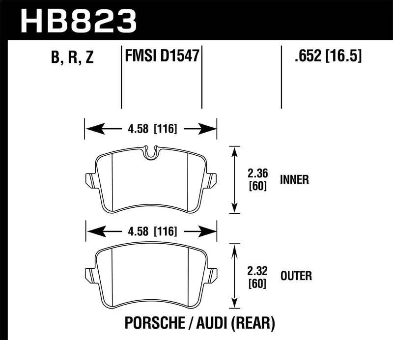Hawk Performance Hb823Z.652 Ceramic Brake Pads – 0.652" Thickness, High-Friction Compound 1
