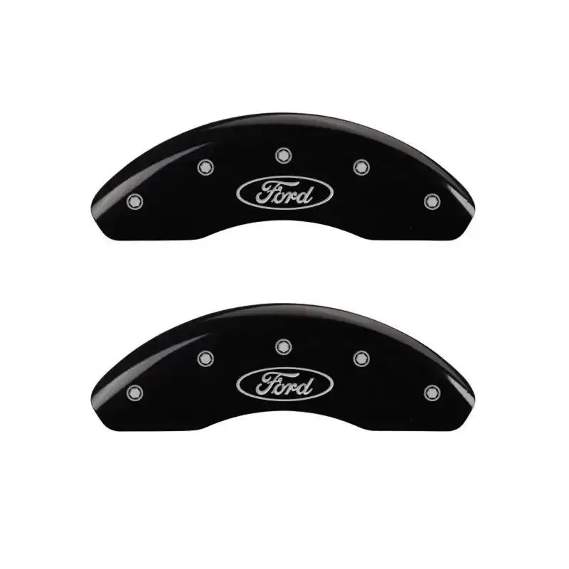 Mgp Front Brake Caliper Covers – Engraved Oval Logo, Ford-Specific Black Finish With Silver Chrome Accents 1